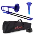 Produktbild: PBONE 700639 Mini-Posaune mit Mundstück und Tasche, blau