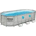 Produktbild: Bestway® Power SteelTM Swim Vista SeriesTM Frame Pool Komplett-Set mit Filterpumpe 549 x 274 x 122 cm, Steinwand-Optik (Cremegrau), oval