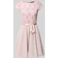 Produktbild: Swing Cocktailkleid mit Spitzenbesatz und Bindegürtel in Rosa, Größe 34
