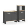 Produktbild: Vicco Badezimmermöbel-Set Karli, Anthrazit/Goldkraft Eiche, 63.8 cm, besteht aus Waschbeckenunterschrank und Midischrank