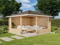 Produktbild: Alpholz 5-Eck Gartenlaube Maik-40 aus naturbelassenem Holz 400 x 400 cm mit 40 mm Wandstärke