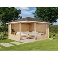 Produktbild: 5-eck Gartenlaube Maik-40 Gartenlaube Aus Holz, Blockhaus Mit 40 Mm Wandstärke, Holzhaus Mit Montagematerial - Alpholz