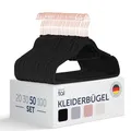 Produktbild: Blumtal Kleiderbügel 50 Stück - Kleiderbügel Samt 360° drehbar und belastbar - Kleiderbügel platzsparend und rutschfest - Kleiderbügel Schwarz mit Samtbezug - Samtbügel - Kleiderbügel Samt Schwarz