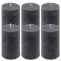 Produktbild: Rustik-Kerze Höhe 11,5 cm Ø 6,8 cm lange Brenndauer Rund-Kerze Säulenkerzen Kerzen-Deko Tafelkerzen Weihnachts-Kerzen Hochzeits-Deko (anthrazit, 6)
