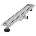 Produktbild: LuxeBath Duschrinne Edelstahl Doppelseitige Bodenablauf 2in1, Komplettset Bodenbefestigung, Duschablauf, Siphon mit Geruchsstop, Haarsieb, Ablaufrinne Dusche silberfarben 60 cm