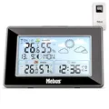 Produktbild: MEBUS funkgesteuerte Wetterstation mit Außensensor, Thermometer/Hygrometer, Funkuhr, Wohlfühlindikator bewertet Raumklima, Wettervorhersage, Mondkalender, Wecker, Farbe: Schwarz-Silber, Modell: 40917
