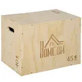 Produktbild: HOMCOM 3-in-1 Plyo Box Holz Plyometrische Sprungbox mit 3 Sprunghöhen Griffen Step-Up Jumping Box 45 x 40 x 60 cm Plyometric Platform Fitnessgerät für Plyometrisches Training Workout Fitnessstudio