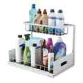 Produktbild: GarPet Spülschrank Organizer schmal ausziehbar Küche Metall 2 Etagen unter Waschbecken Regal Küchen Organizer Gewürzregale Organizer für Badezimmer weiß