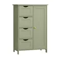 Produktbild: VASAGLE Badezimmerschrank, schmaler Badschrank, Beistellschrank, Kommode, mit 4 Schubladen, Schranktür, verstellbare Ablage, 30 x 55 x 82 cm, lorbeergrün LHC041C02