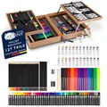 Produktbild: Artina 127tlg Malset Bologna XXL Künstler Set mit FSC Holz Malkoffer – Acrylfarben, Aquarellfarben, Buntstifte, Pastellstifte, Fineliner, Bleistifte - Großes Zeichenset mit Aufbewahrung für Anfänger
