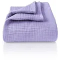 Produktbild: Laynenburg Tagesdecke Musselin aus 100% Baumwolle – Baumwolldecke, Kuscheldecke, Wohndecke als Sommerdecke, Bett-Überwurf, Couch-Überwurf, Sofa-Decke lila 220 cm x 240 cm