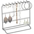 Produktbild: Relaxdays - Schmuckständer, Ketten & Ohrringe, Schmuckaufbewahrung, Hxbxt: 18 X 20 X 9 Cm, Ohrringhalter Metall, Silber