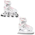 Produktbild: RAVEN Pulse 2in1 Schlittschuhe Inline Skates Inliner für Kinder und Erwachsene verstellbar (White/Pink, 37-40 (23,5-26cm))