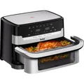 Produktbild: Tefal EY922D Dual Easy Fry Flex Heißluftfritteuse Schwarz/Edelstahl (2700 Watt)