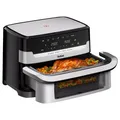 Produktbild: Tefal EY922DE Dual Easy Fry Flex Heißluftfritteuse Schwarz/Edelstahl (2700 Watt)