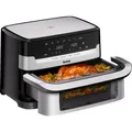Produktbild: Tefal EY922D Dual Easy Fry Flex Heißluftfritteuse Schwarz/Edelstahl (2700 Watt)