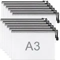 Produktbild: 12 Stück Dokumententasche A3 schwarze wasserdichte Dokumententasche A3 Dokume...