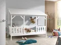 Produktbild: Set Hausbett+Lattenrost+Matratze Kinderbett 90x200 Kindermöbel Spielbett Weiss