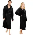 Produktbild: Blumtal Bademantel Damen und Herren - kuschelig weicher Fleece Bademantel mit Kapuze & praktischen Fronttaschen, ® , Größe XL, Farbe Schwarz - Schwarz - XL