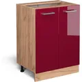Produktbild: Vicco - Küchenunterschrank R-Line, Bordeaux Hochglanz, 60 cm ohne Arbeitsplatte