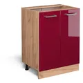 Produktbild: Vicco Küchenunterschrank, Rot, Honigeiche, Holzwerkstoff, 2 Fächer, Rechteckig, 60x81.6x46 cm, Küchen, Küchenmöbel, Küchenschränke, Küchenunterschränke