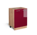 Produktbild: Vicco Unterschrank R-Line, Bordeaux Hochglanz/Goldkraft Eiche, 60 cm ohne Arbeitsplatte