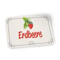 Produktbild: itenga 50x Marmeladenetiketten selbstklebend – 4,5 x 3 cm – aus hochwertigem Hammerschlagpapier – beschreibbare Aufkleber für Marmelade, Eingemachtes & Selbstgemachtes (Erdbeer)