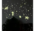 Produktbild: K&L Wall Art Wandtattoo Leuchtsterne Einhorn 200er Set Gelb 40x30cm selbstklebend, Kinderzimmer Leuchtbild