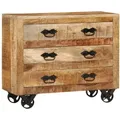 Produktbild: Sideboard mit 3 Schubladen 80x30x65 cm Massives Raues Mangoholz - Vidaxl