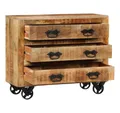 Produktbild: vidaXL Sideboard, Kommode mit 3 Schubladen 80x30x65 cm Massives Raues Mangoholz