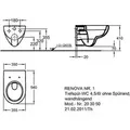 Produktbild: GEBERIT Wand-WC Renova Nr. 1 Renova Tiefspüler ohne Spülrand weiß glänzend KeraTect® Spezialglasur ohne WC-Sitz 203050600 - Weiß