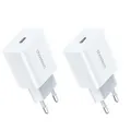 Produktbild: Choetech Set 2 x Wandladegert EU Netzteil zum Schnellladen USB Typ C Power Delivery 20W 3A Wei (PD5005-EU) - Weiß