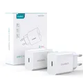 Produktbild: 20W USB-C SCHNELL LADEGERÄT PD Stecker Netzteil CHOETECH 2er PACK iPhone Samsung