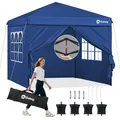 Produktbild: Sekey Faltpavillon 3x3 mit 4 Seitenwänden und mit 4 Sandsäcke, Wasserdicht Pop Up Pavillon für Camping, Festival, Events, Picknicks, Dunkelblau