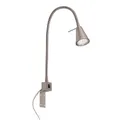 Produktbild: BRILONER - LED Leselampe mit Schalter am Gehäuse, schwenkbar, GU10 4,7W, 400lm, warmweißes Licht, Wandleuchte Innen, Wandlampe, Bettlampe, Lampe Bett, Leselicht, Nachttischlampe, 40,3 cm, Matt-Nickel