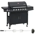 Produktbild: TAINO Gasgrill TAINO RED 6+1 Gasgrill Set mit Drehspieß, Gesamtmaße: ca. 146 x 114 x 54 cm (BxHxT) schwarz