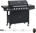 Produktbild: TAINO RED 6+1 Set Gasgrill mit Drehspieß 6-Brenner Grillwagen Grillspieß-Auflage Piezo-Zündung elektrischer Drehspieß