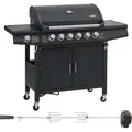 Produktbild: TAINO RED 6+1 Set Gasgrill mit Drehspieß 6-Brenner Grillwagen Grillspieß-Auflage Piezo-Zündung elektrischer Drehspieß - Rot