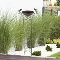 Produktbild: Vogeltränke mit Ständer Vogelbad, Rankengitter mit Erdspieß Frostsicher antik-braun, 19 cm BxH 30x82 cm, Garten