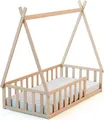 Produktbild: WEBABY - Bodenbett Babybett Holz 70 x 140 cm Buche Natur | Gitterbett mit Lattenrost inklusive | Schlafkomfort | Autonomie | MassivHolz | Cabane