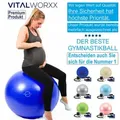 Produktbild: VITALWORXX Gymnastikball VITALWORXX Gymnastikball für Schwangere, extrem stabil, mit Pumpe, Hohe Materialstärke, Anti-Burst-System blau Ø 75 cm