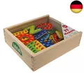 Produktbild: SIMM Spielwaren 65823 Magnet Holzkiste, mit 37 magnetischen Holzbuchstaben in