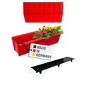 Produktbild: BURI 6 Euro-Paletten Blumenkästen-Einsätze inkl. Bewässerungsmatte | 37,3cm Rot | Pflanzkasten für Europalette Palette | Balkonkasten | Blumentopf | aus stabilen Kunststoff | Made in Germany