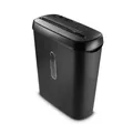 Produktbild: Hama Aktenvernichter P2 T2 E2 (Papierschredder mit Sicherheitsstufe, mit Einzug, auch für Plastikkarten, Streifenschnitt, inkl. 8l Papierkorb mit Sichtfenster) schwarz