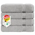 Produktbild: Hammetex 4er Badetuch Set, 100% Baumwolle Premium Qualität Groß 50x100cm Handtuch, Weich Saugstark Schnell Trocknendes Händehandtuch, Hellgrau