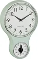 Produktbild: TFA Dostmann Analoge Retro-Wanduhr mit Timer, 60.3073.20, Eieruhr bis 60min, Küchenwanduhr, inkl Quarzuhr, mit Glasabdeckung, Vintage Design, Mint-grün
