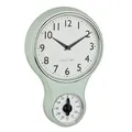 Produktbild: TFA Dostmann Analoge Retro-Wanduhr mit Timer, 60.3073.20, Eieruhr bis 60min, Küchenwanduhr, inkl Quarzuhr, mit Glasabdeckung, Vintage Design, Mint-grün