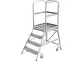 Produktbild: MUNK Podestleiter mit einseitigem Aufstieg, Plattform und Stufen aus Leichtmetall, 4 Stufen inkl. Plattform