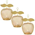 Produktbild: 3er Set Moderne Deko Teelichthalter Manzana gold 19cm