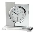 Produktbild: AMS 5140 Tischuhr Funk silbern eckig modern Metall mit Glas Funktischuhr